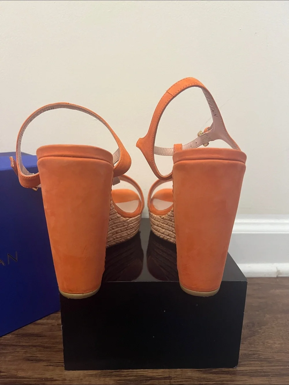 Stuart Weitzman Orange Woven Espadrille Wedge Sandals - Picture 5 of 6